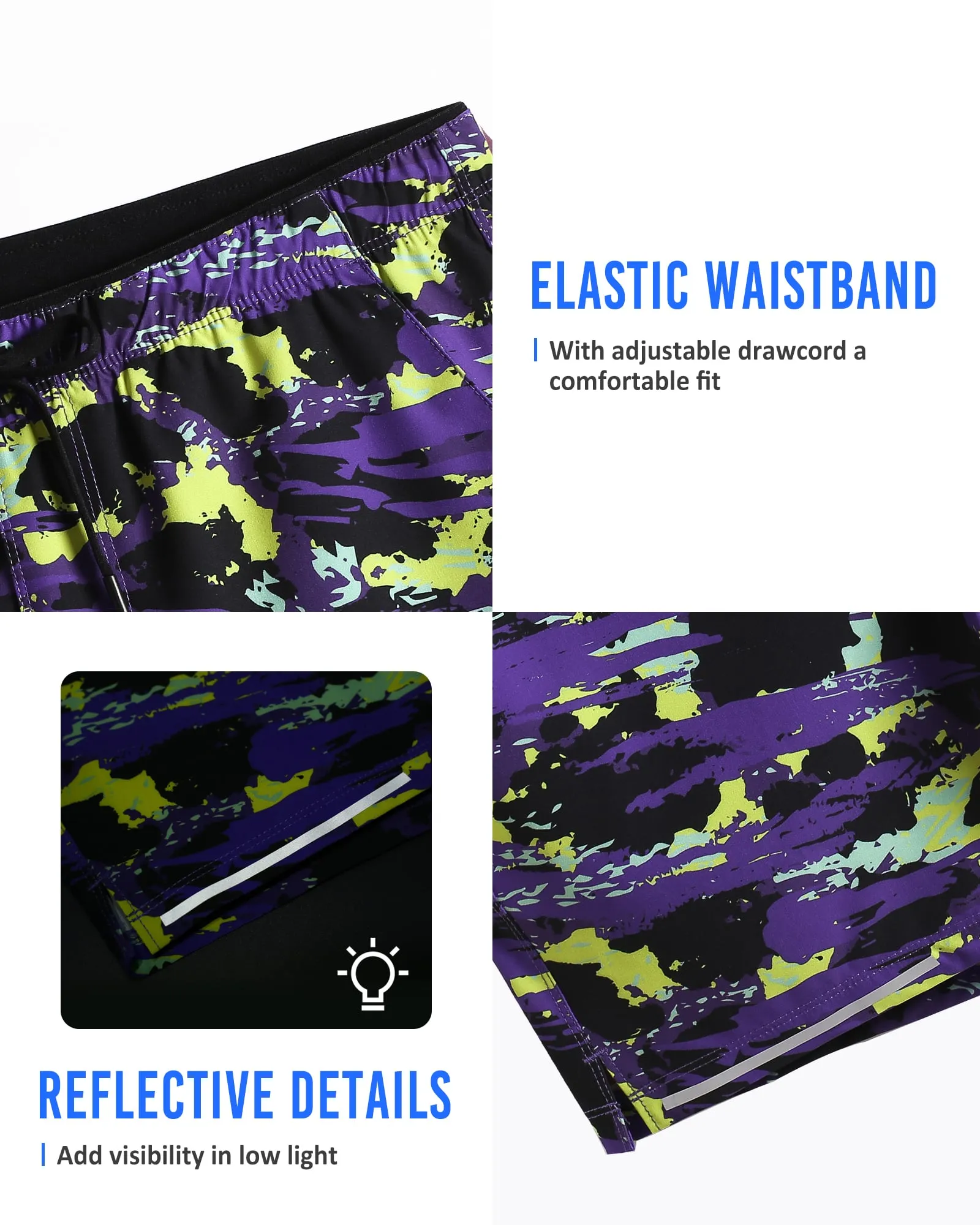 6 Inch Purple Graffiti Running Workout Shorts