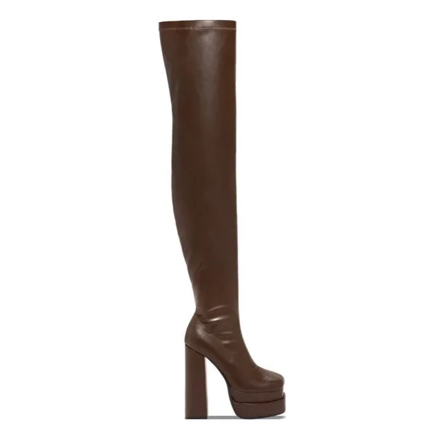Advbridge 2024 fall fashion trends Dropshopping Autumn and Winter Thick-Soled 40-43 Double-Layer Platform Square Toe over-the-Knee Women's Boots