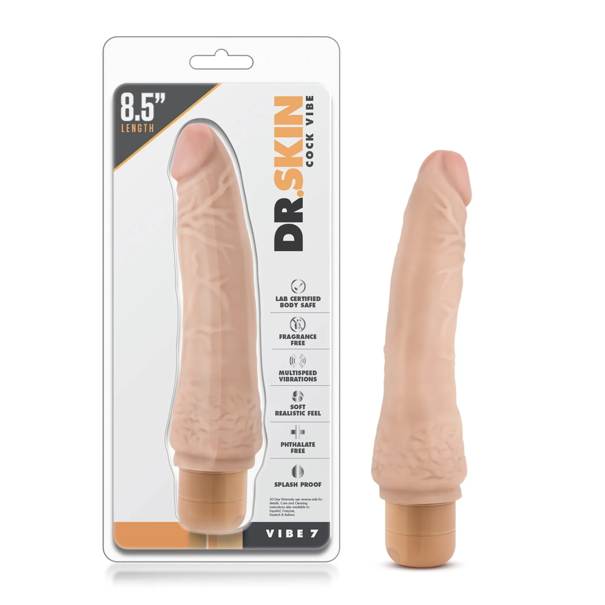 Dr Skin Cock Vibe 7 8.5in Vibrating Cock Beige