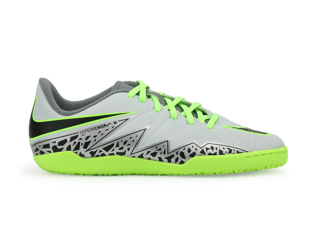 Nike Kids HypervenomX Phelon II Indoor Soccer Shoes Pure Platinum/Black/Ghost Green